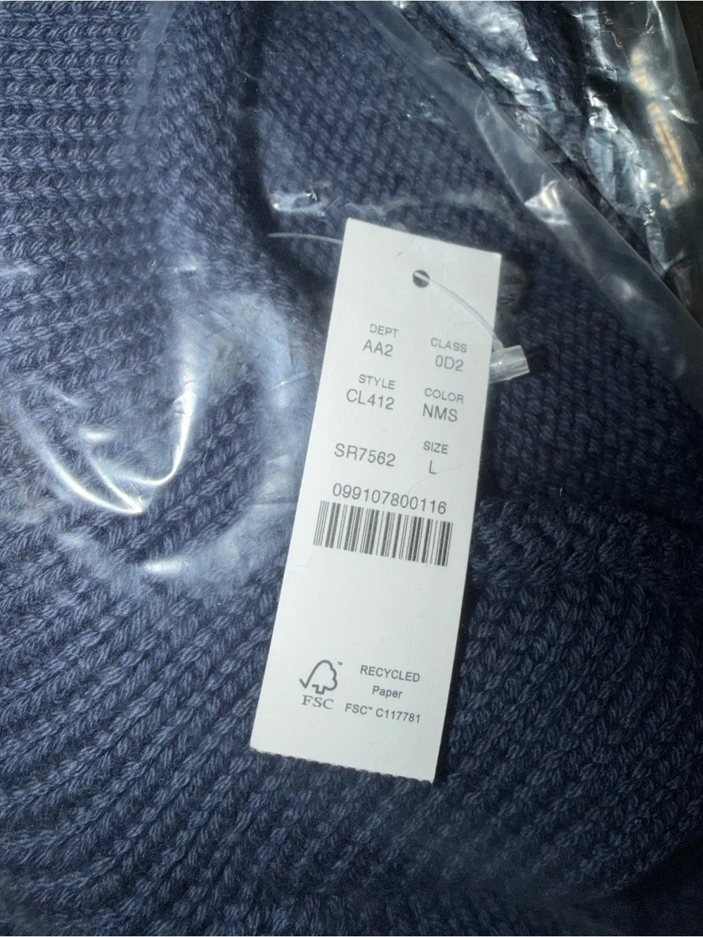 J.Crew Size L 1988 Rollneck™ Sweater in Cotton Rugby Stripe Navy Multi